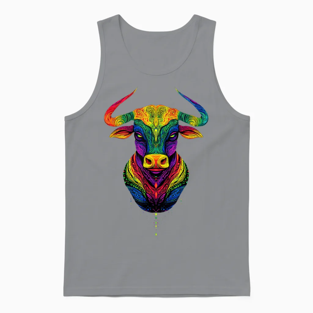Taureau Bulle Bœuf Domestique Ferme Vache Taurus Unisex Tank Top in Sport Grey