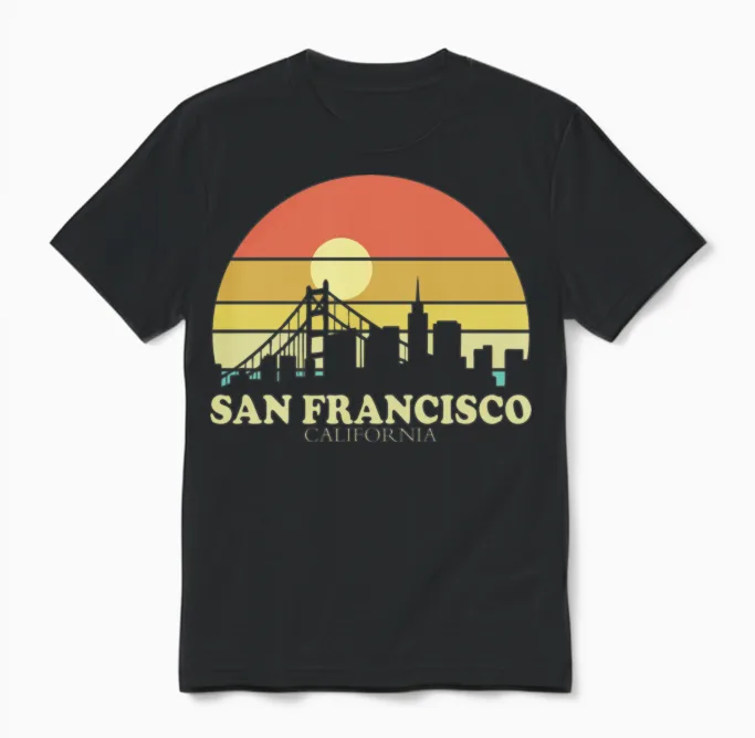 San Francisco Sunset Summer & Beach Unisex T-Shirt in Black