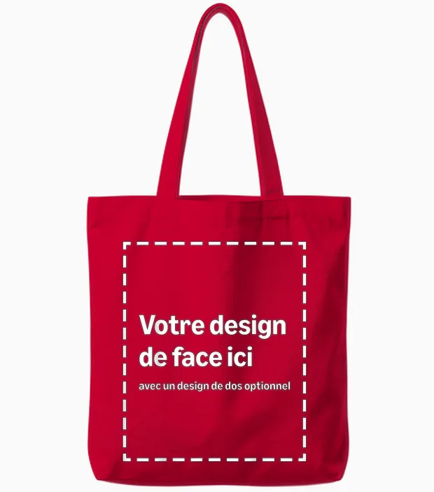 T-Shirt Customise Avec Votre Image Double-Sided Tote Bags in Red