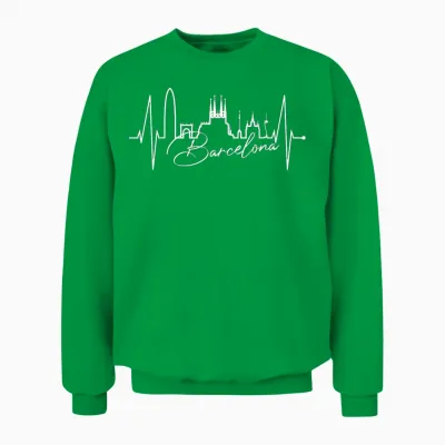 Barcelona Skyline Spanien Herzschlag Fan I Love Barcelona Unisex Sweatshirt - Irish Green