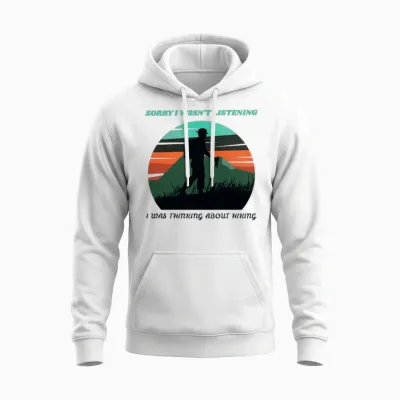 Thinking About Hiking - Hiking Unisex Hoodie - White