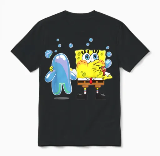 Mademark X Spongebob Squarepants - Spongebob Bubble Technique Unisex T-Shirt in Black