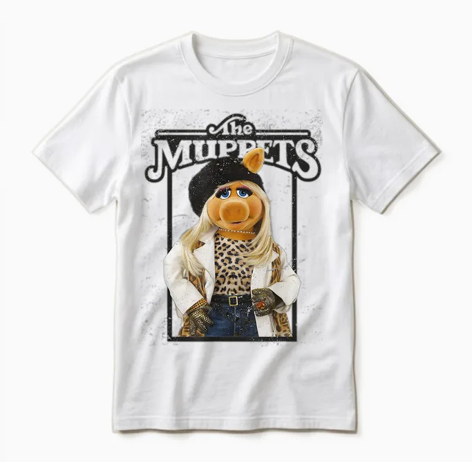 The Muppets Miss Piggy T-Shirt, White Unisex T-Shirt in White
