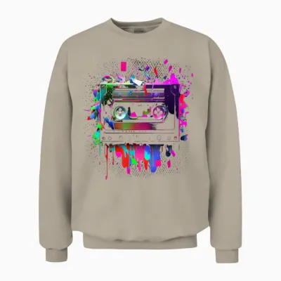 80er 90er Jahre Retro Party Verkleidung Kassette Tape Unisex Sweatshirt - Sand