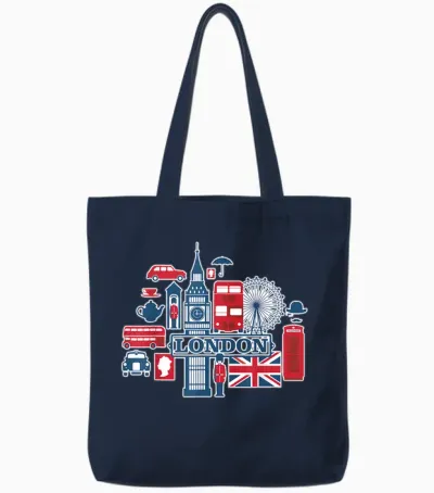 I Love London, Les Amoureux De L'angleterre Tote Bags - Navy