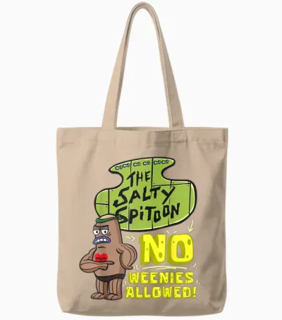 Mademark X Spongebob Squarepants - Salty Spitoon No Weenies Allowed Spongebob Gym Bodybuilder Tote Bags - Natural