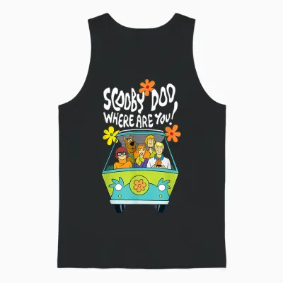Scooby-Doo Vintage the Mystery Machine Floral Where Are You! Unisex Tank Top - Black