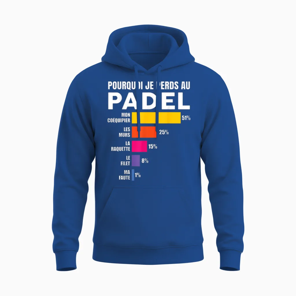 Padel Tennis T-Shirt - Padel Padel Humor Man Woman T-Shirt, Blue, S Unisex Hoodie in Royal