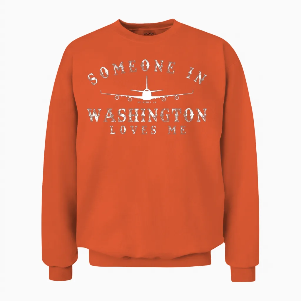 Someone in Washington Loves Me Unisex Sweatshirt in Orange