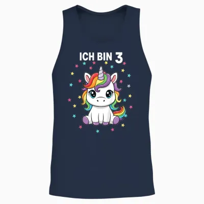 Ich Bin 3 - Süßes Einhorn Kindergeburtstag Junge Mädchen Unisex Tank Top - Navy