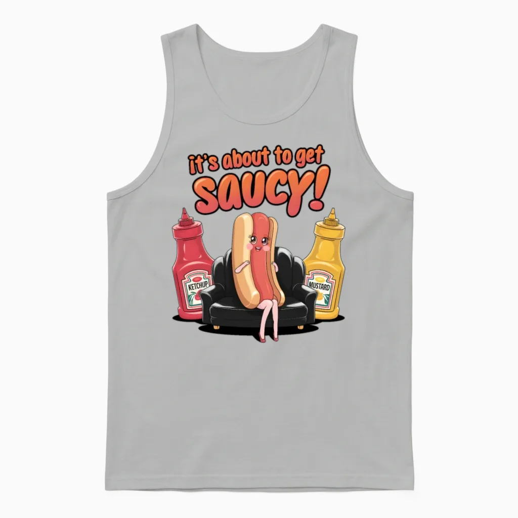 It's About to Get Saucy Unisex Tank Top in Ash