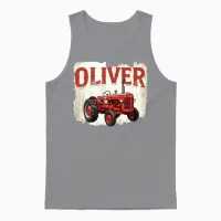 Oliver Personalized Nametag Tractor for Oliver Unisex Tank Top in Sport Grey - 1