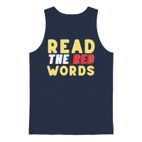 Read the Red Words — Books & Reading Unisex Tank Top - Navy – 1