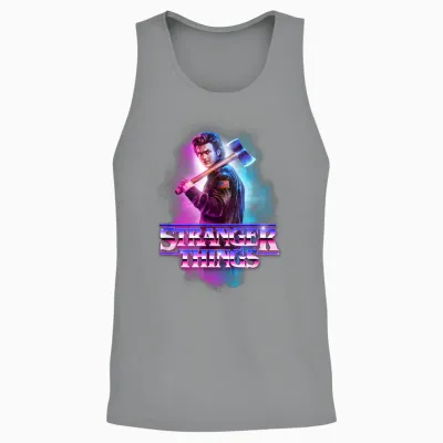 Stranger Things Steve Harrington Metal Burst T-Shirt, Black, S Unisex Tank Top - Sport Grey