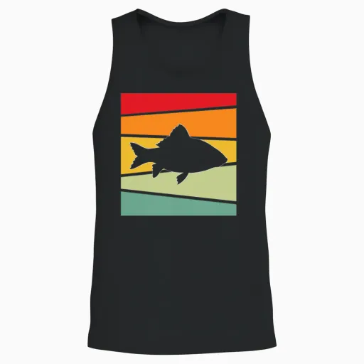 Fish Retro Unisex Tank Top - Black