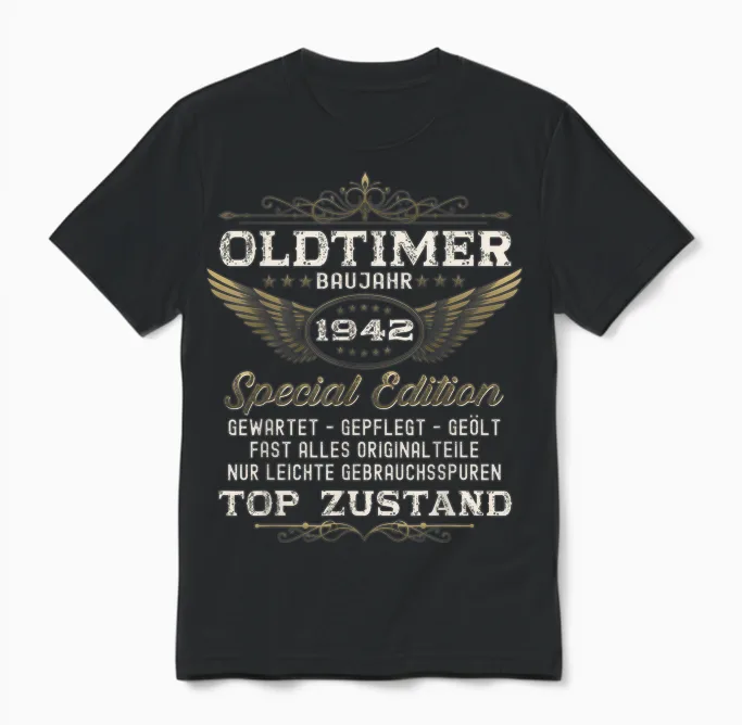 Geschenk Zum 84. Geburtstag Oldtimer Original Jahrgang 1942 Unisex T-Shirt in Black