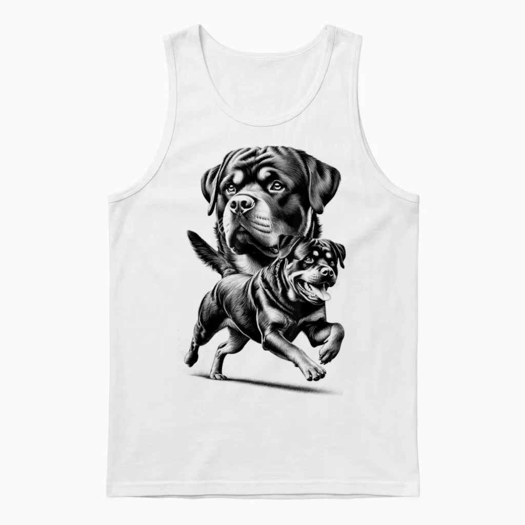 Stolzer Verspielter Rottweiler Hund Im Coolen Stil Unisex Tank Top in White