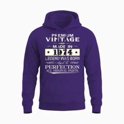 Premium Vintage 1974 Unisex Hoodie - Purple