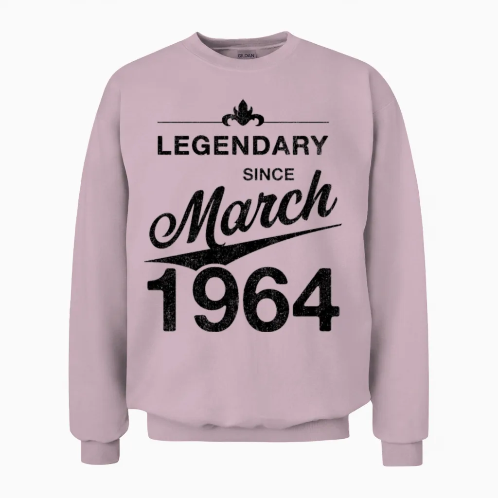 60th Birthday 60 Year Old Born March 1964 Gift Unisex Sweatshirt in Light Pink