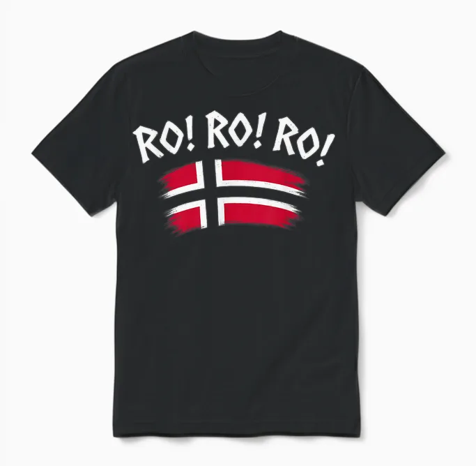 Norway Row, Norge Ro Shirt. Norwegian Flag Men, Women & Unisex T-Shirt in Black