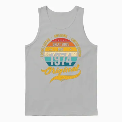 Retro 50 Years May 1974 Birthday Vintage Bday Unisex Tank Top - Ash