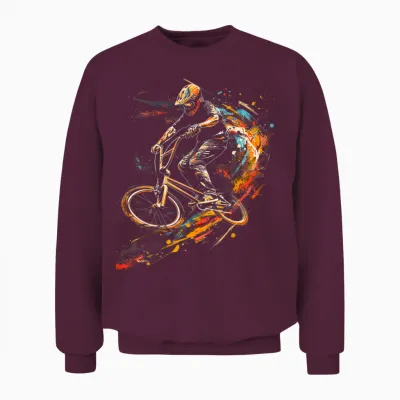 Freestyle Bmx Graffiti T-Shirt - Unisex Erwachsene - Schwarz - Klein - V-Ausschnitt Mit Halbarm Unisex Sweatshirt - Maroon