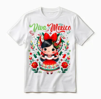 Viva Mexico Mexican Girl Mexico Independence Day Unisex T-Shirt - White
