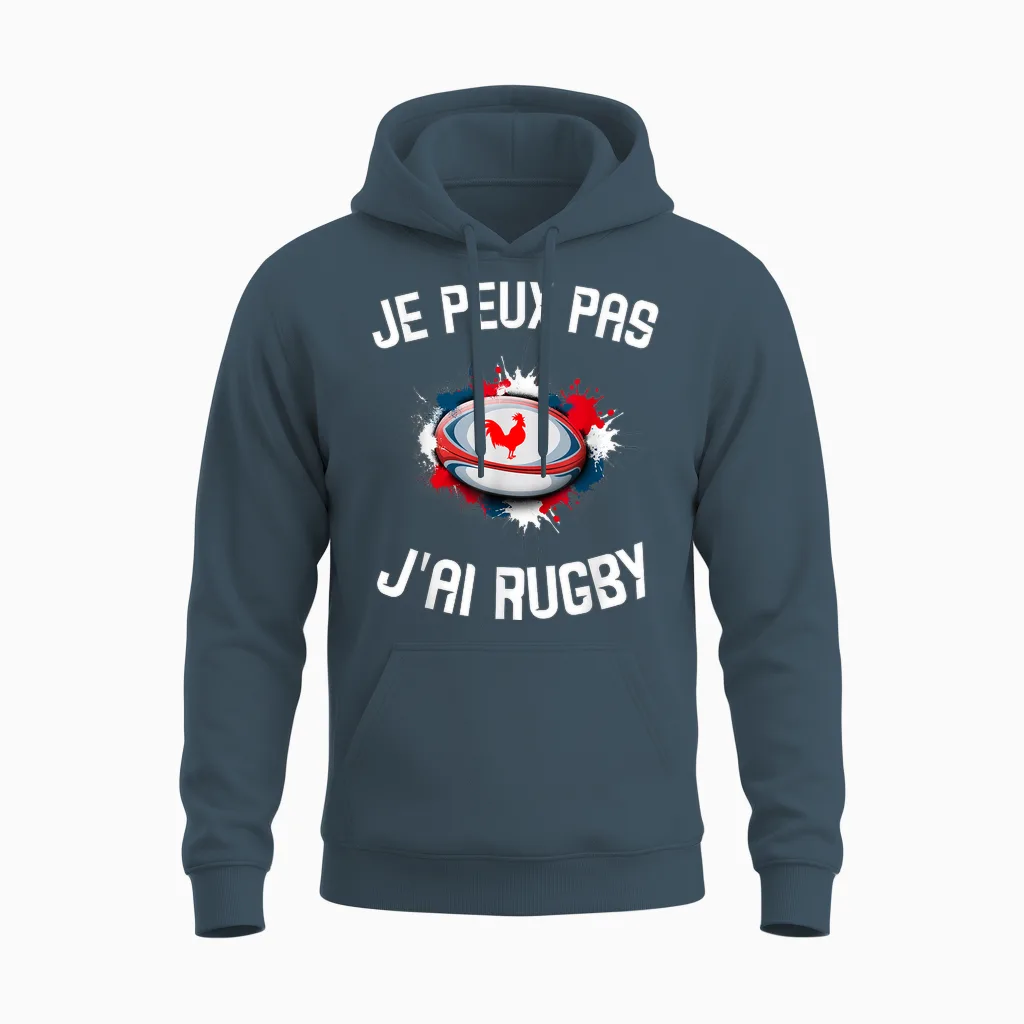 Children's Rugby Jersey "je Peux Pas J'ai Rugby" Unisex Hoodie in Dark Heather