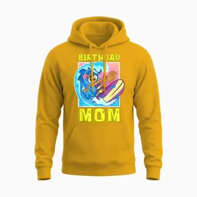 Sandy Birthday Mom Surfing Spongebob Mother Birthday Gift Unisex Hoodie - Gold