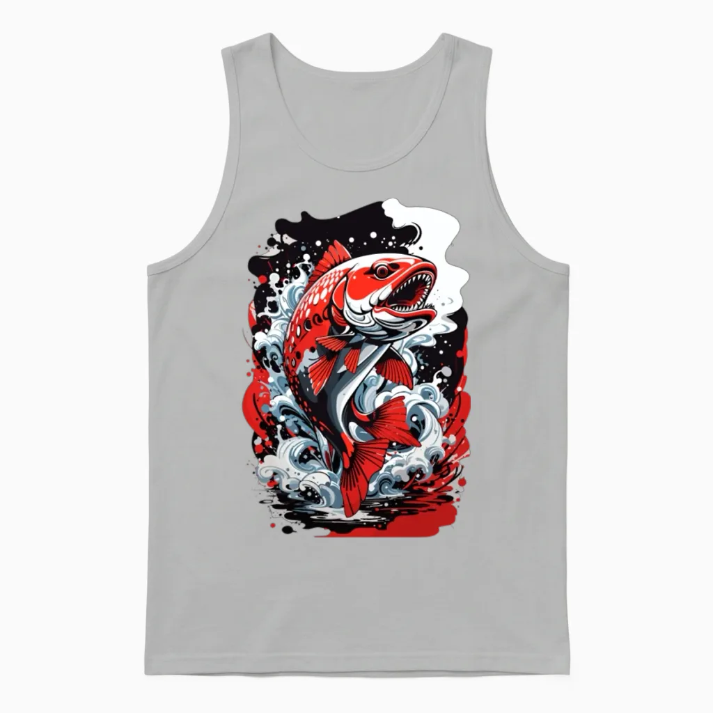 Fanny, Beautiful Red Fish Design .cool Fish Design Unisex Tank Top in Ash