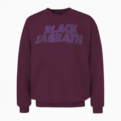 Black Sabbath Heavy Metal Band Wavy Logo by Rock Off Unisex Sweatshirt - Maroon