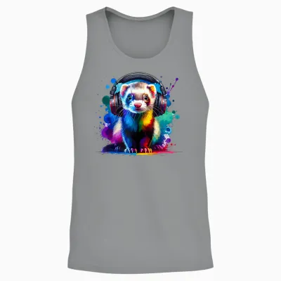 Bunte Splash-Art-Kopfhörer, Frettchen-Wiesel, Unisex Tank Top - Sport Grey