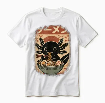 Kawaii Axolotl Ramen Japanese Art Anime Boys Teens Unisex T-Shirt - White
