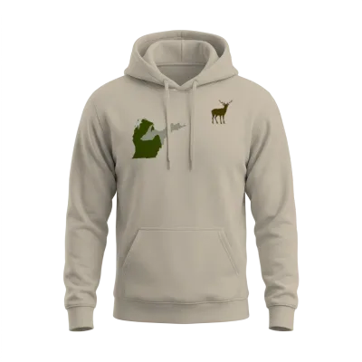 Funny Michigan Yooper Hunting Parody Deer Unisex Hoodie - Sand