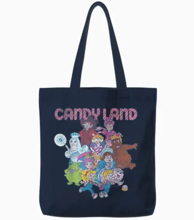 Candy Land Retro Game Characters Group Shot Logo Tote Bags - Navy