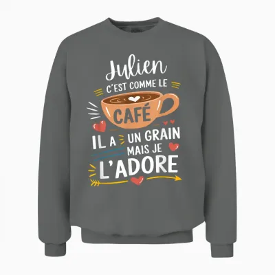 Julien Comme Le Café Humour Gift T-Shirt, Black, S Unisex Sweatshirt - Graphite Heather