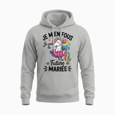 Unicorn Team Bride Je M'en Fous Je Suis La Future Bride Unisex Hoodie - Ash