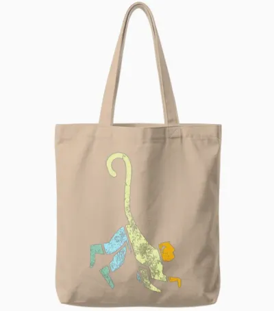 Monkey Retro Tote Bags - Natural
