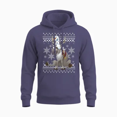 Disney Frozen Olaf Sven Riding Antlers Ugly Unisex Hoodie - Heather Sport Dark Navy