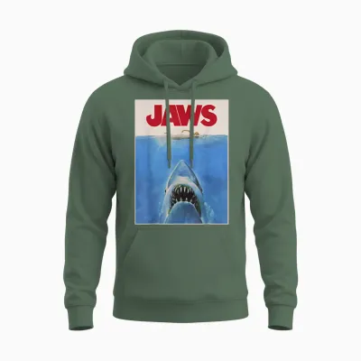 Jaws Classic Movie Unisex Hoodie - Military Green