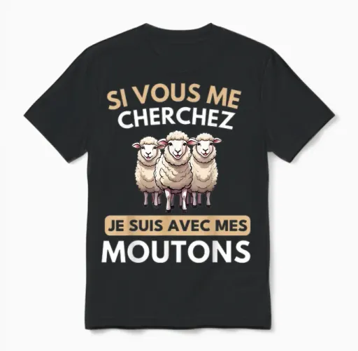 Funny Gift Mouton Ferme Animaux éleveur Agriculteur Homme T-Shirt, Black, S Unisex T-Shirt in Black