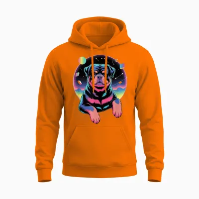 Galaxy Rottweiler Rottweilers Rot Dog Rottie Unisex Hoodie - Safety Orange