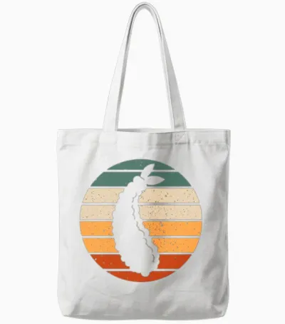 Retro Tempura Design Tote Bags - White
