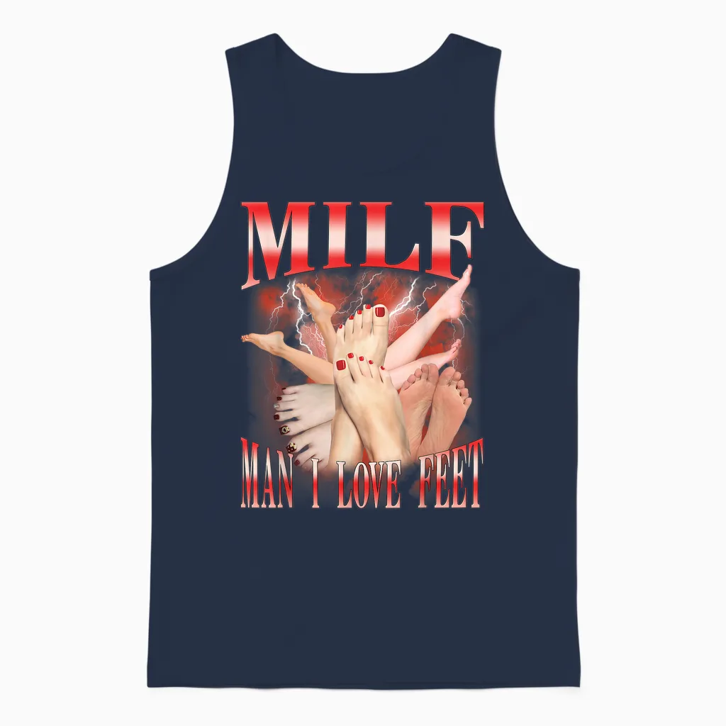 Milf Man I Love Feet Lustig Unisex Tank Top in Navy