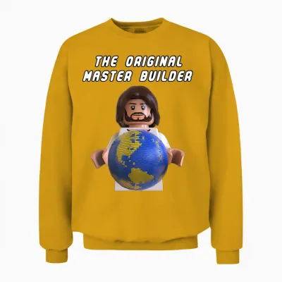 Original Master Builder T-Shirt Brick Earth God Minifigure Unisex Sweatshirt - Gold