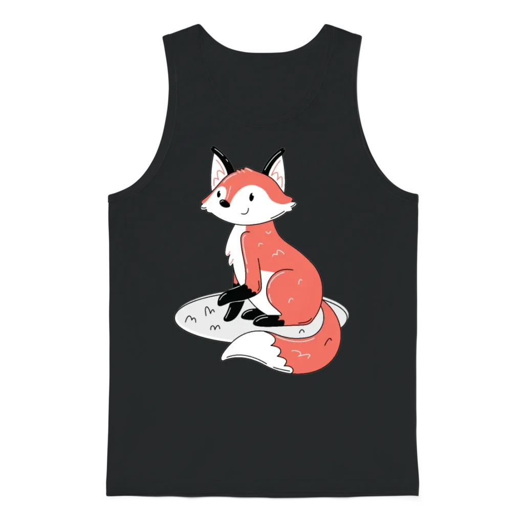 Cute Red Fox Wildlife Unisex Tank Top - Black
