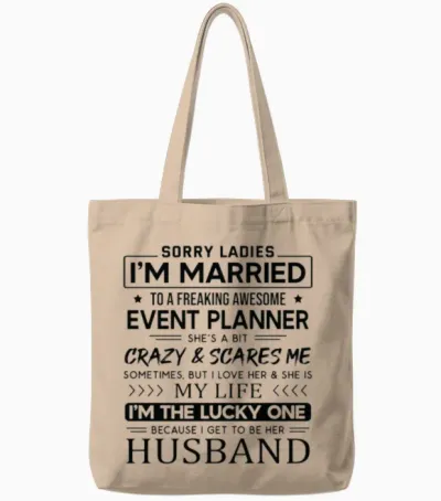 Event Planner Funny Saying for Husband Tote Bags - Natural
