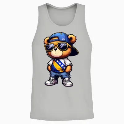 Balkan-T-Shirts Und Bosnische Geschenke Niedlicher Teddybär Mit Bosnischer Flagge Bosniens Unisex Tank Top - Ash