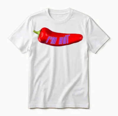 Funny I'm Hot Red Chilli Pepper for Mom Dad T-Shirt, Black, S Unisex T-Shirt - White