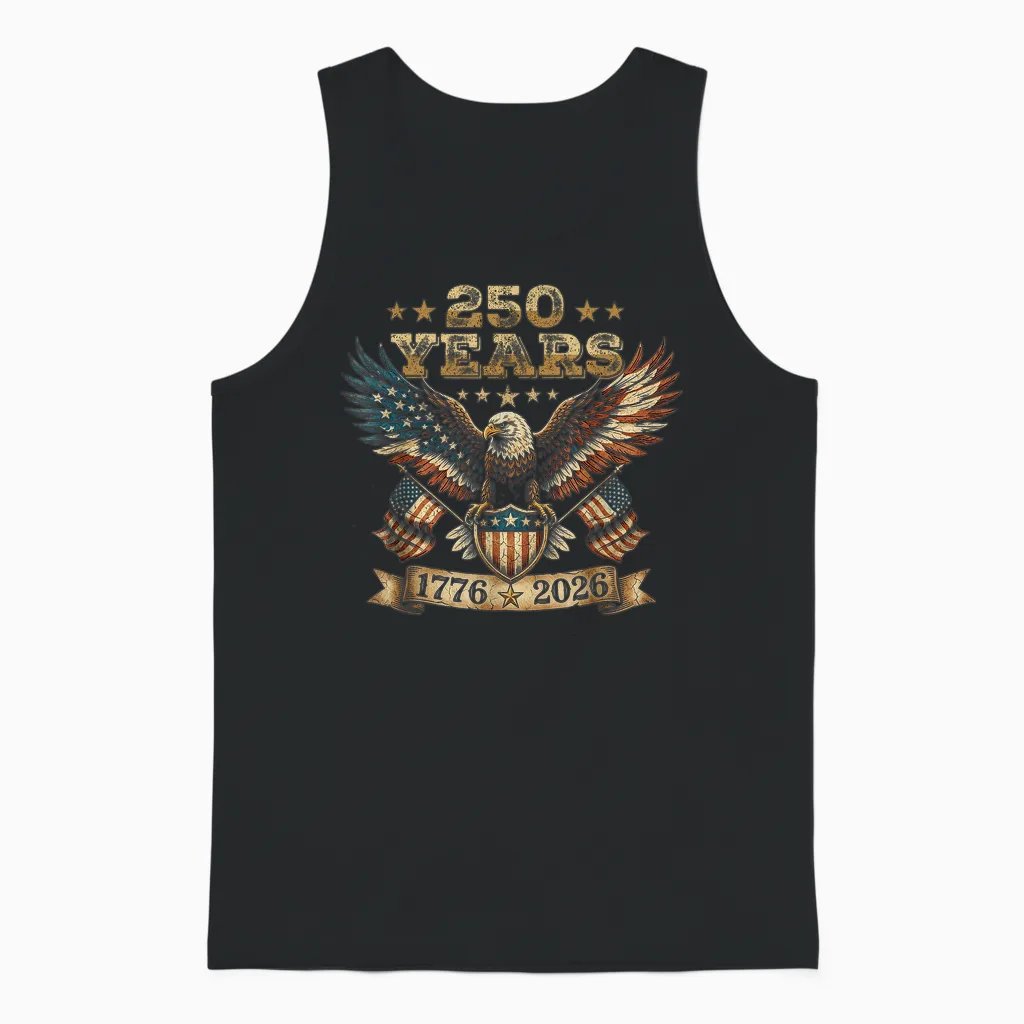250th Anniversary 4th July America Usa 250 Years Anniversary Unisex Tank Top in Black